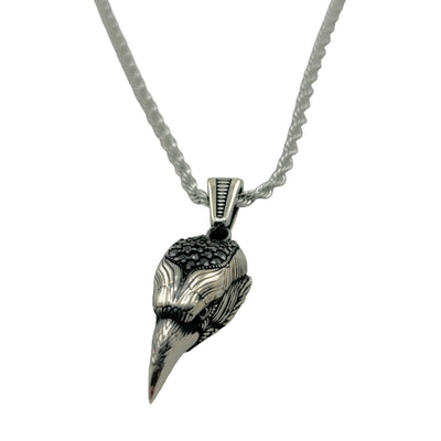 Sterling Silver CZ Eagle Head Mens Necklace